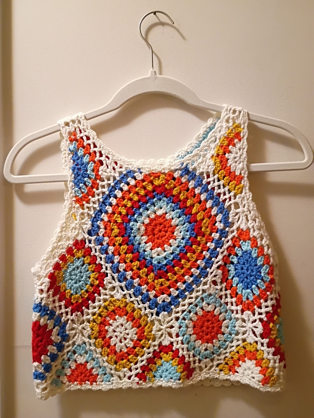 GU Altar'd State Crochet Tank Top Multi Color Square Granny Boho Festival Sz XS